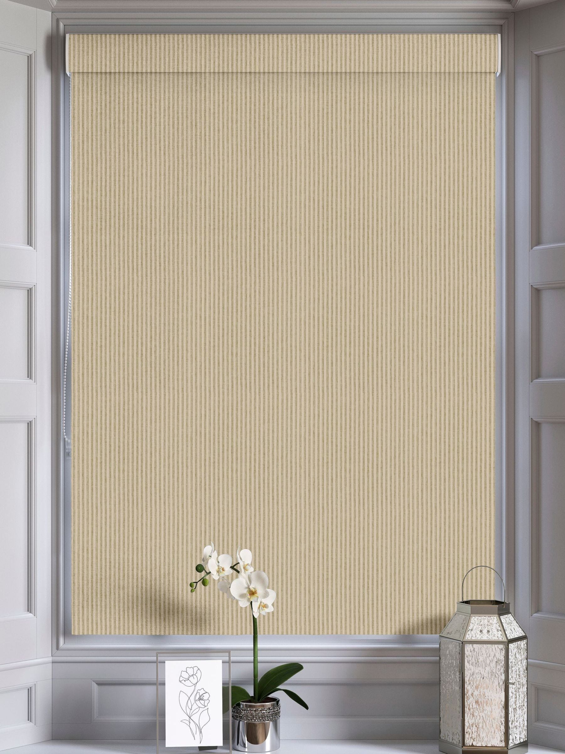 Green stitch stripe Roman blind, made to measure, UK version
