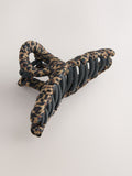 Polka dot fabric wrapped claw clip black and white, imported from the UK