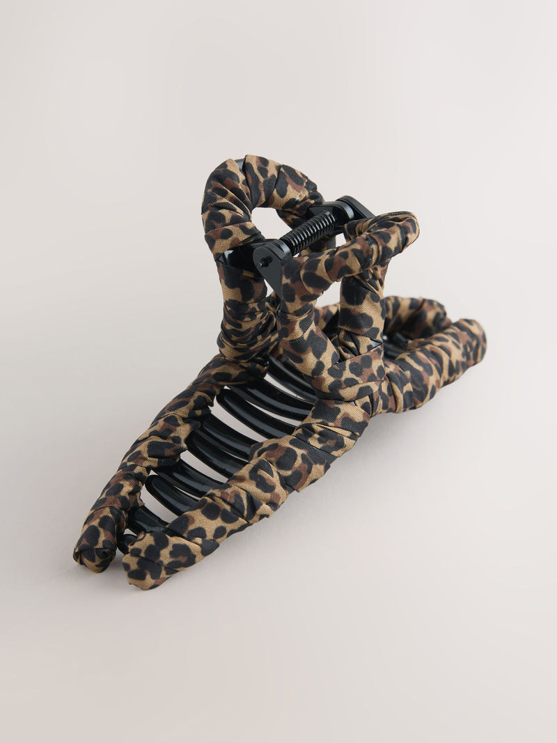 Leopard Print Fabric Wrapped Claw Clip
