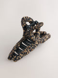 Leopard Print Fabric Wrapped Claw Clip