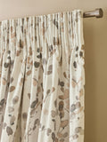 Natural/Brown Honesty Leaf Floral Print Blackout/Thermal Pencil Pleat Curtains