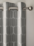 Silver Grey Eyelet Luxe Evie Geometric Jacquard Eyelet Curtains