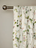 Natural/Green Honesty Leaf Floral Print Blackout/Thermal Pencil Pleat Curtains