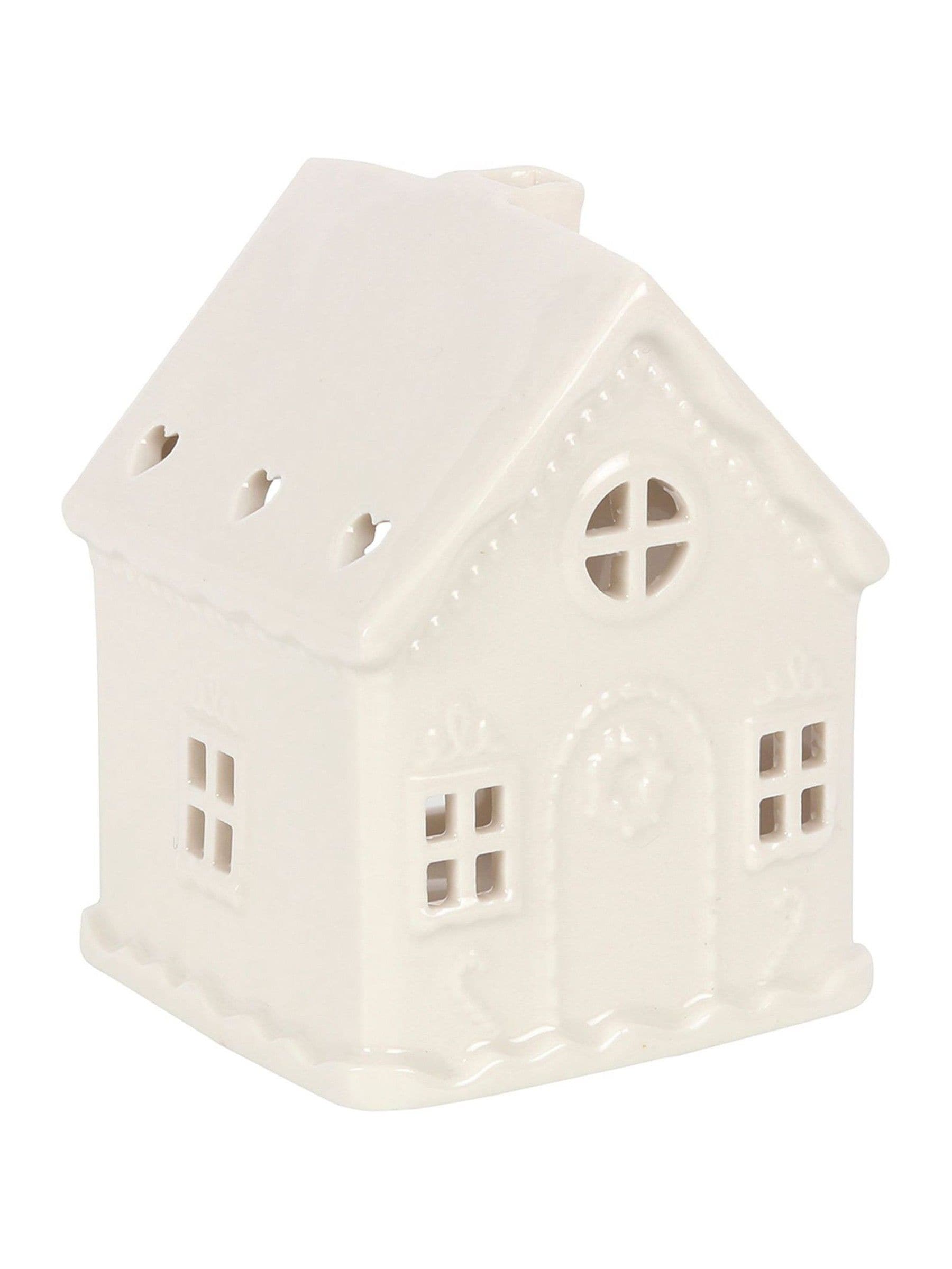Something Different white gingerbread house tealight holder - British product