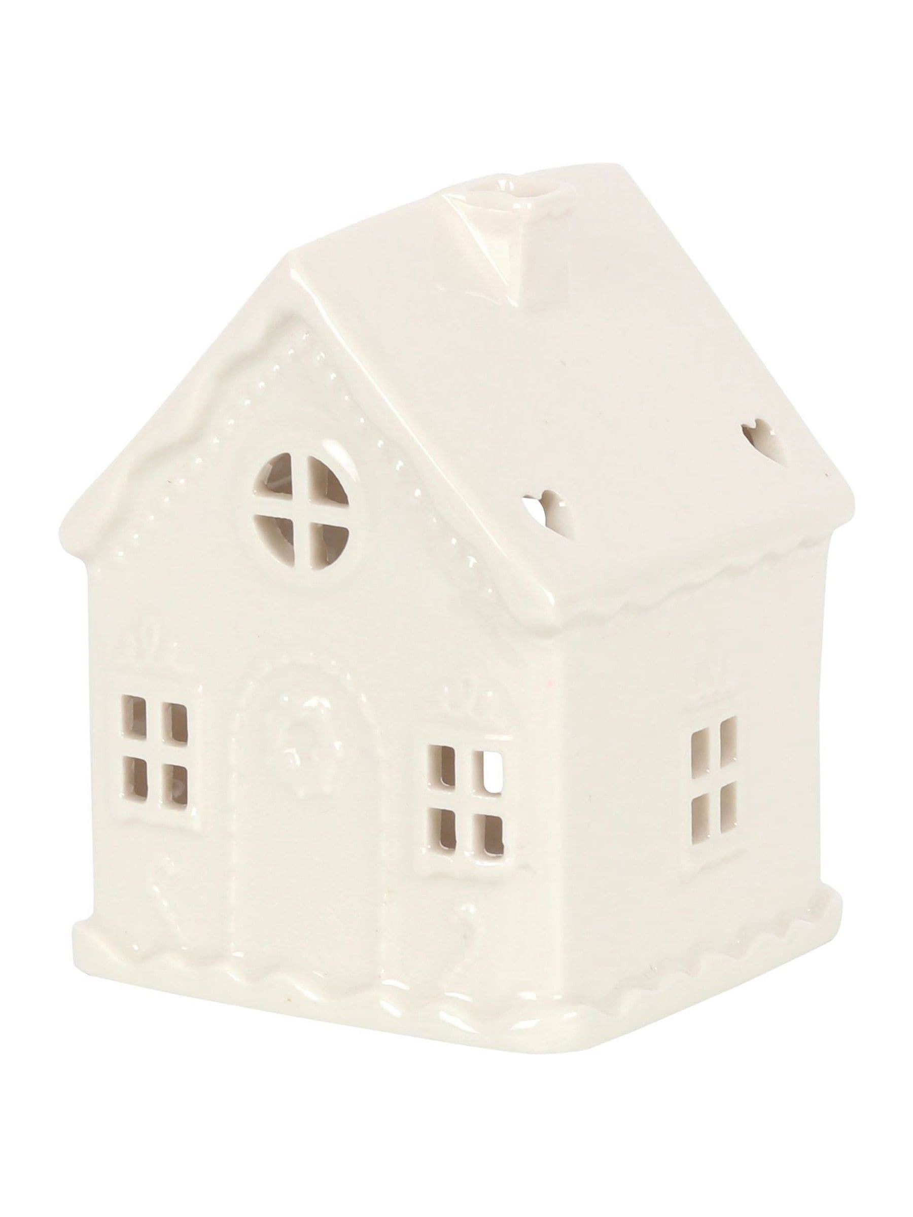 Something Different white gingerbread house tealight holder - British product
