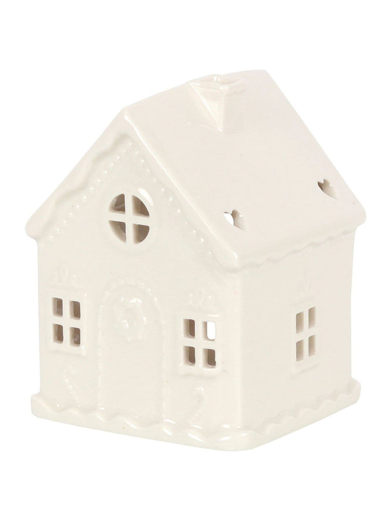 Something Different white gingerbread house tealight holder - British product