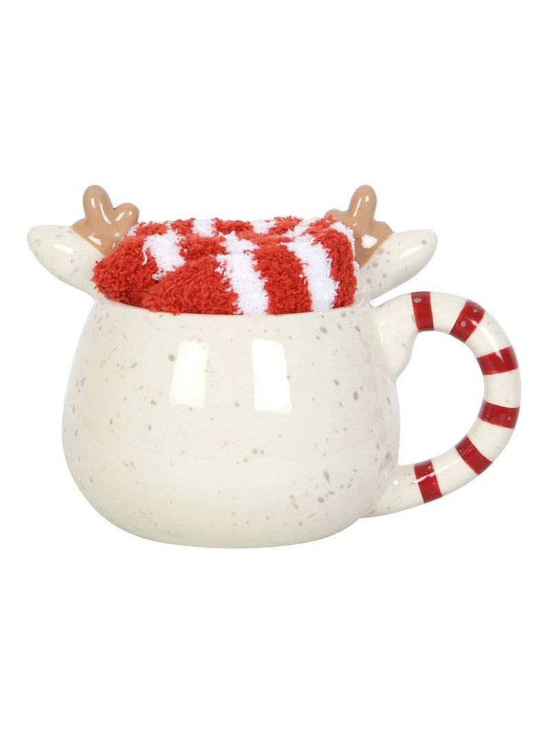 Something Different Brown Rudolph Reindeer mug and socks set, UK version