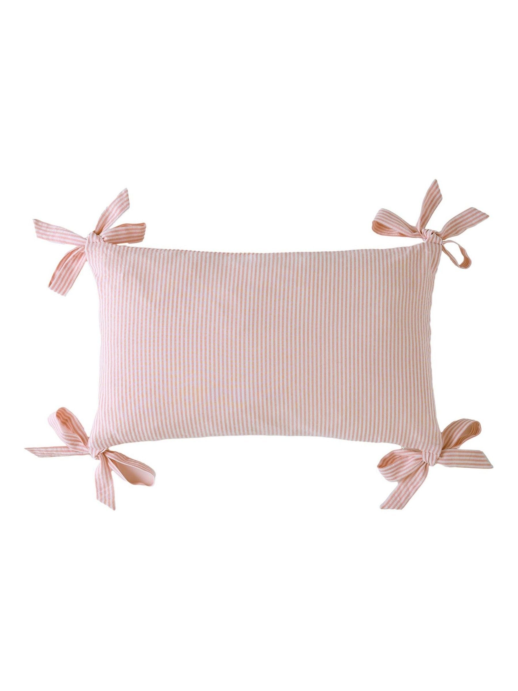 Laura Ashley pink stripe bow cushion 30x50cm - British product