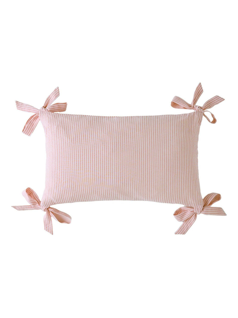 Laura Ashley pink stripe bow cushion 30x50cm - British product