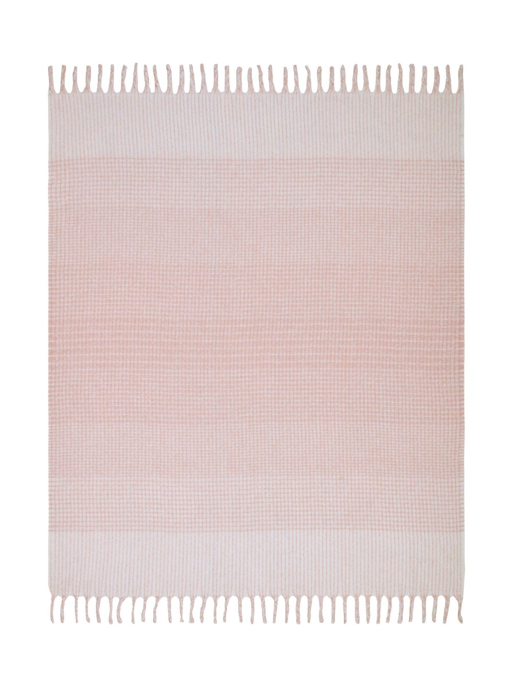 Laura Ashley blush pink windowpane check throw - British product