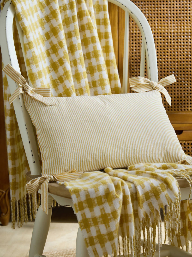 Laura Ashley Pink Stripe Flaxley Bow Cushion 50cm x 30cm