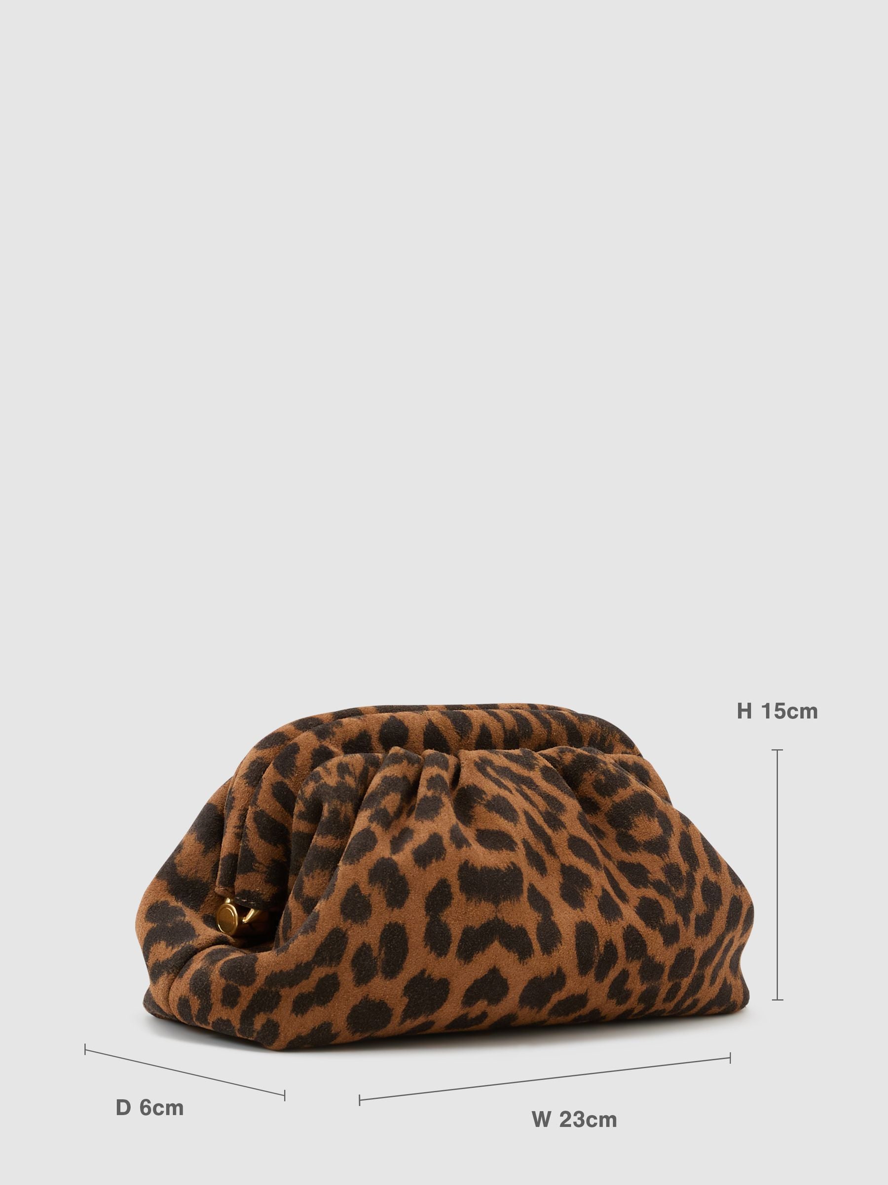 Reiss Animal Mia suede leopard print clutch bag, UK version