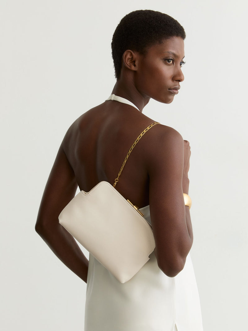 Reiss white leather frame clutch bag - British product