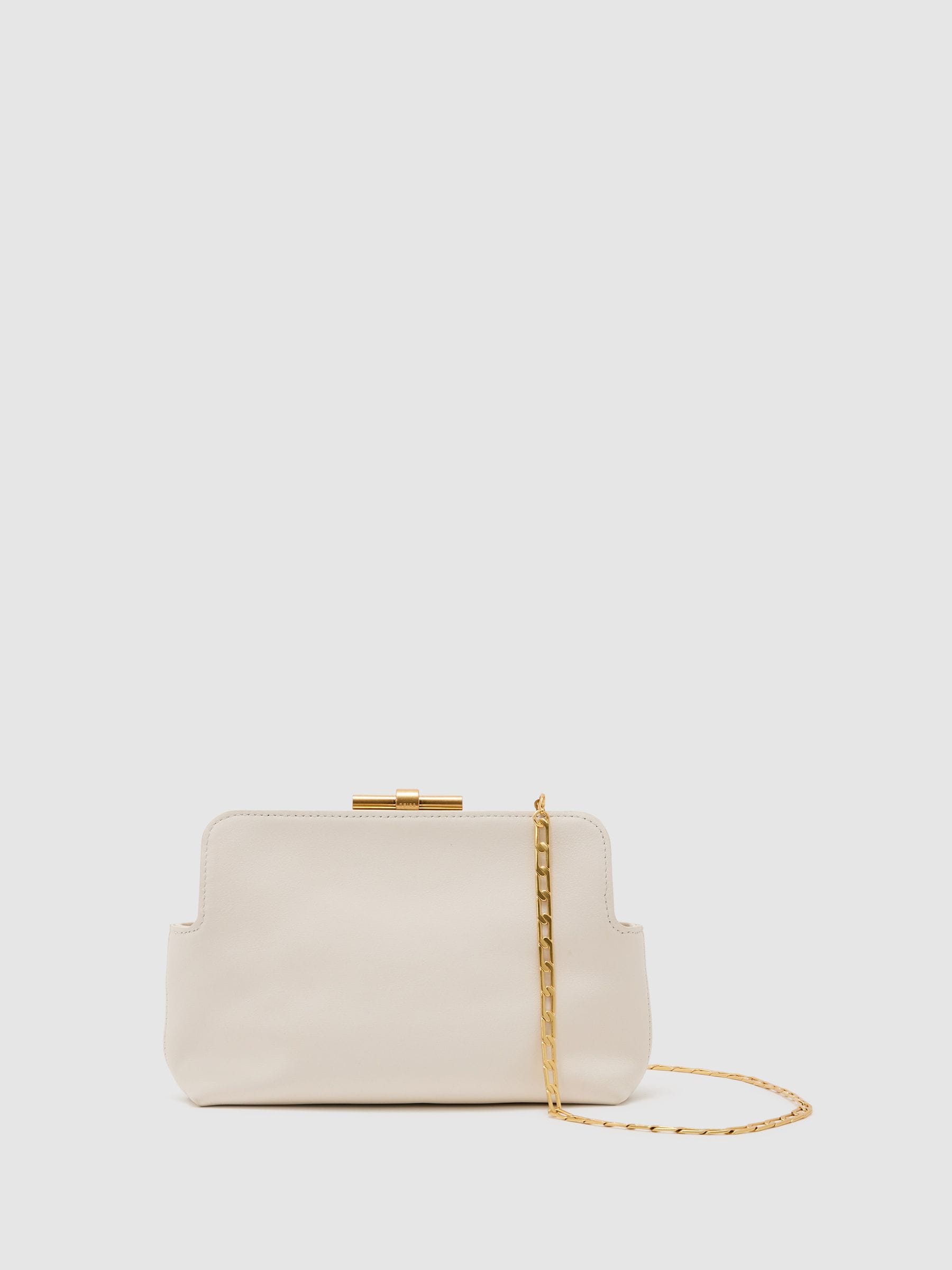Reiss white leather frame clutch bag - British product