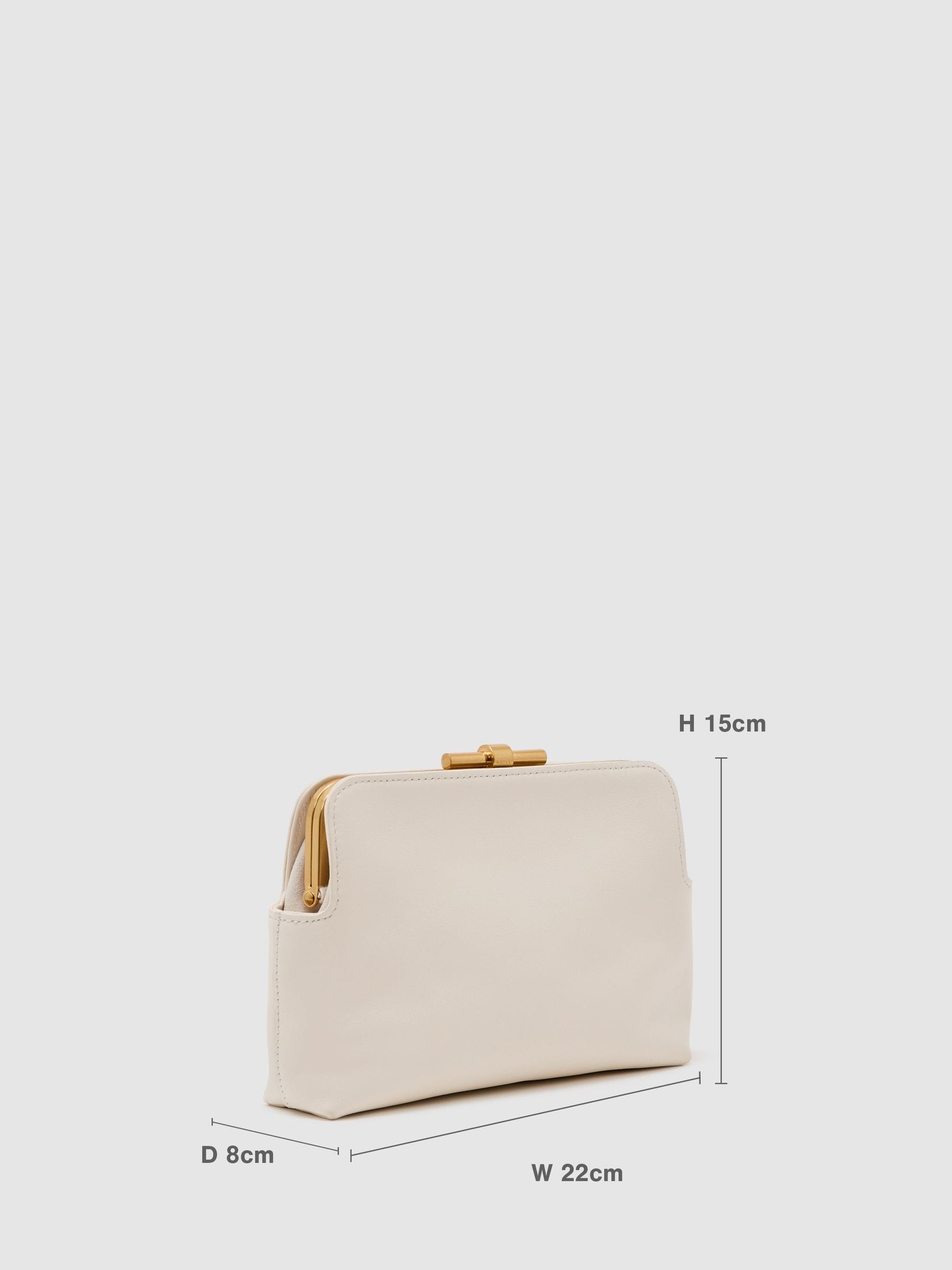 Reiss white leather frame clutch bag - British product
