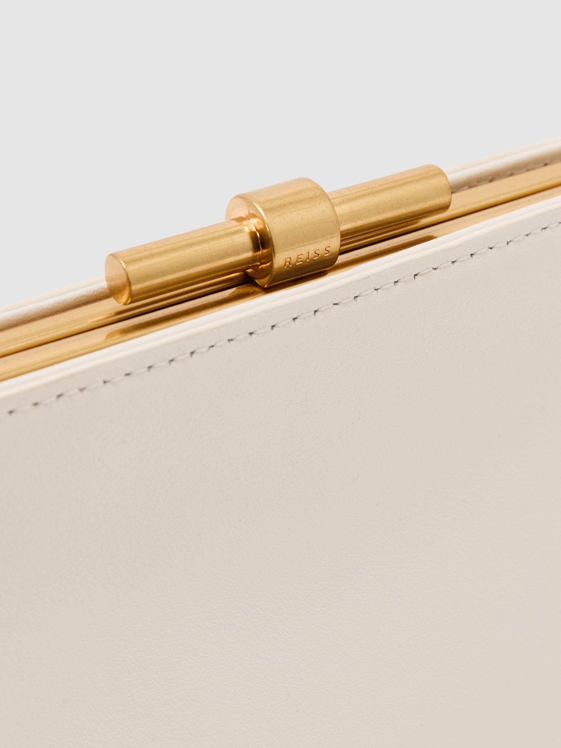 Reiss white leather frame clutch bag - British product