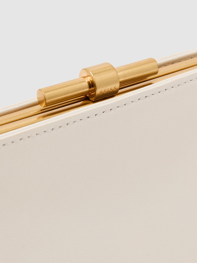 Reiss white leather frame clutch bag - British product