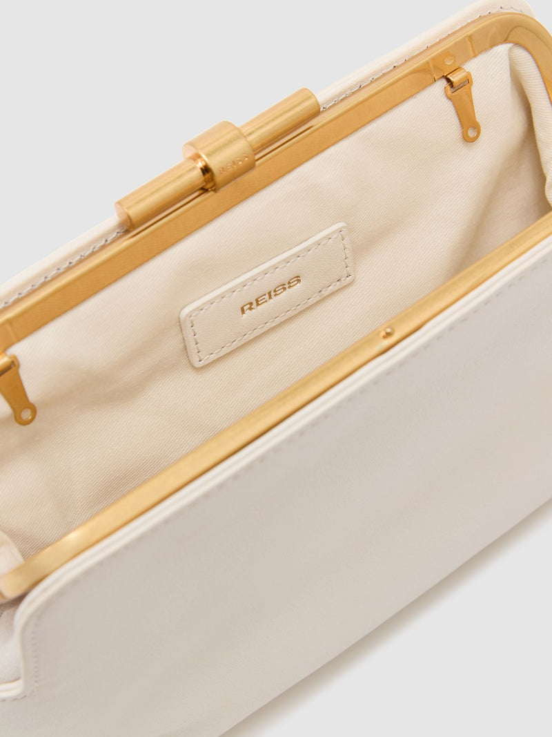Reiss white leather frame clutch bag - British product
