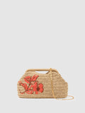 Reiss Gina raffia-effect embroidered clutch bag - British product