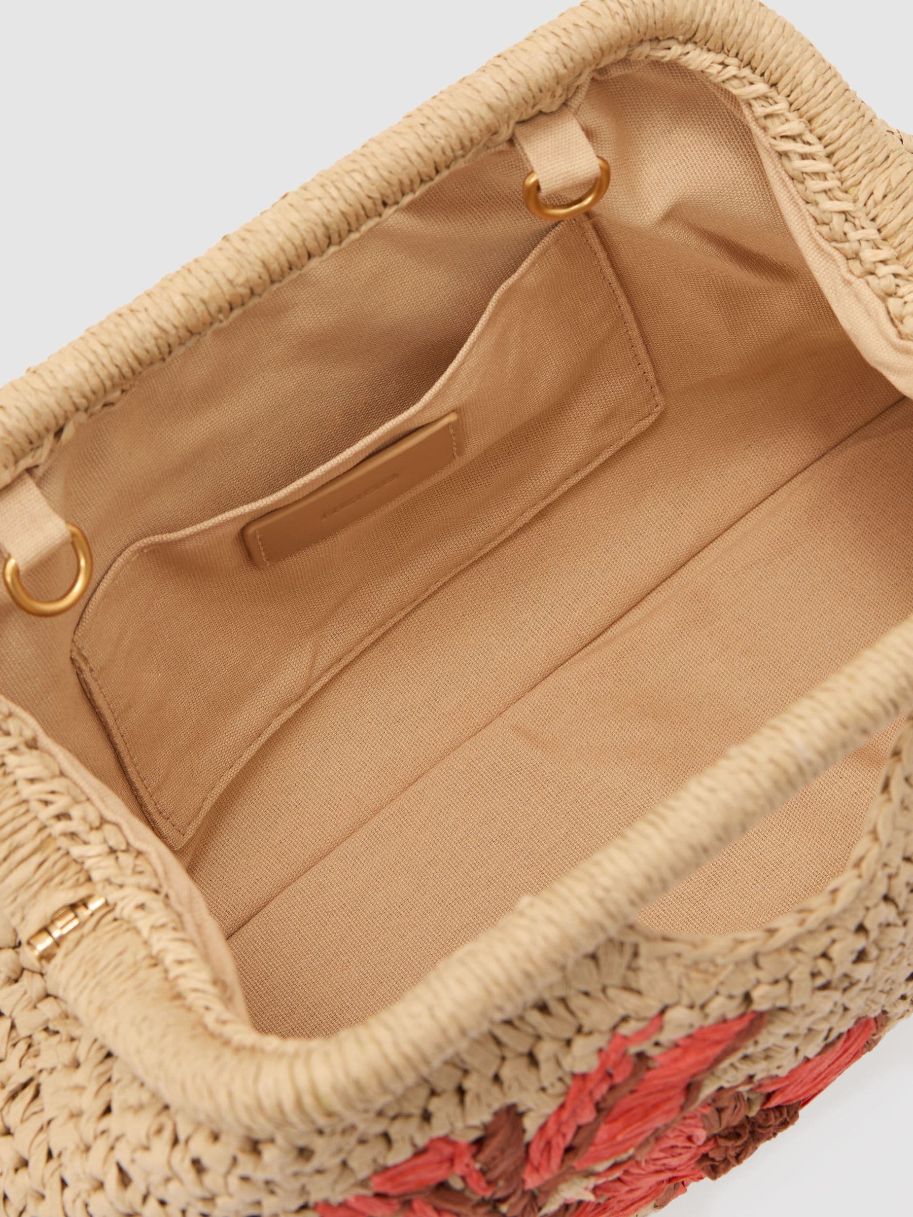Reiss Gina raffia-effect embroidered clutch bag - British product
