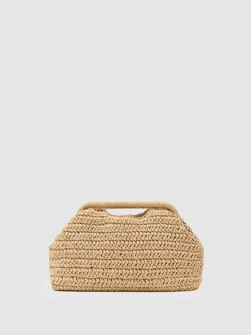 Reiss Gina raffia-effect embroidered clutch bag - British product