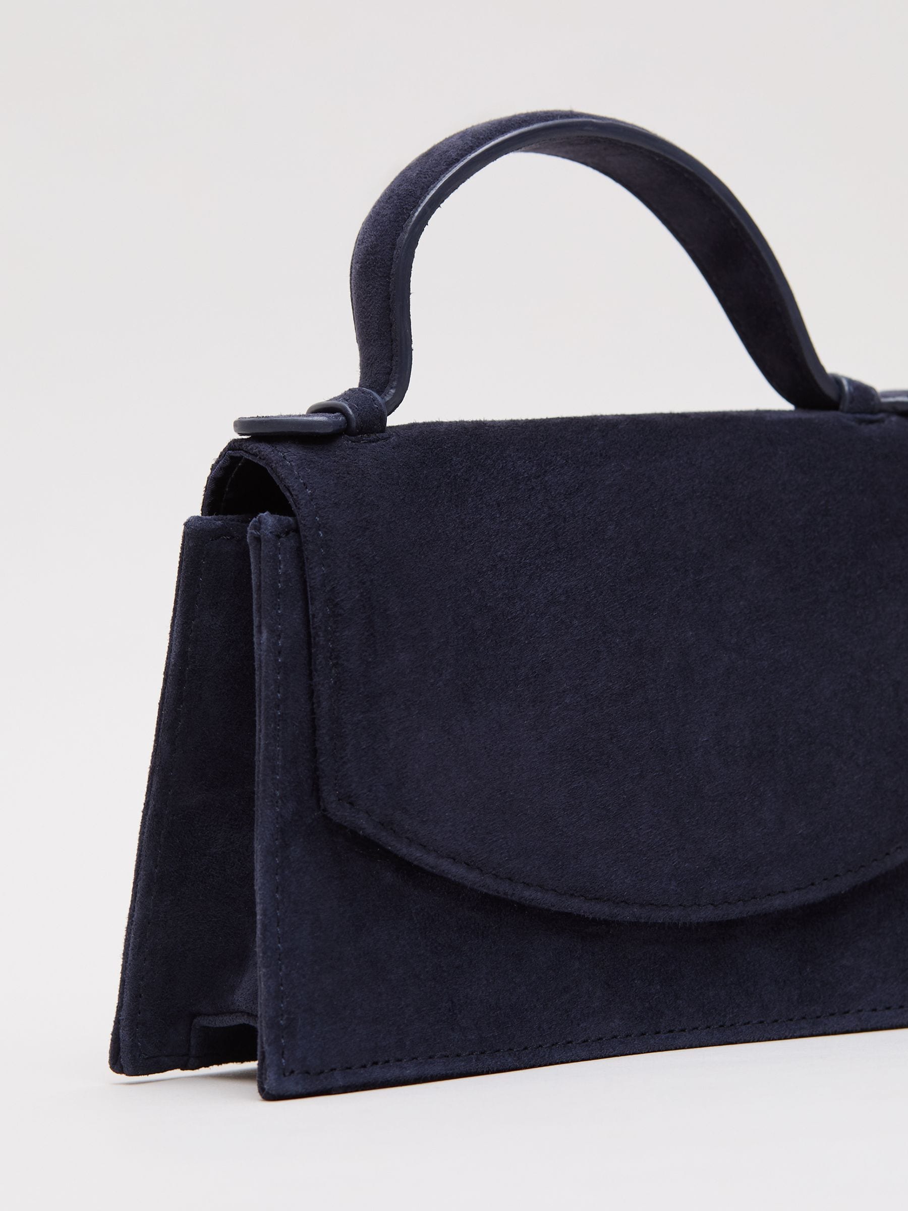 Phase Eight blue suede top handle handbag, UK version