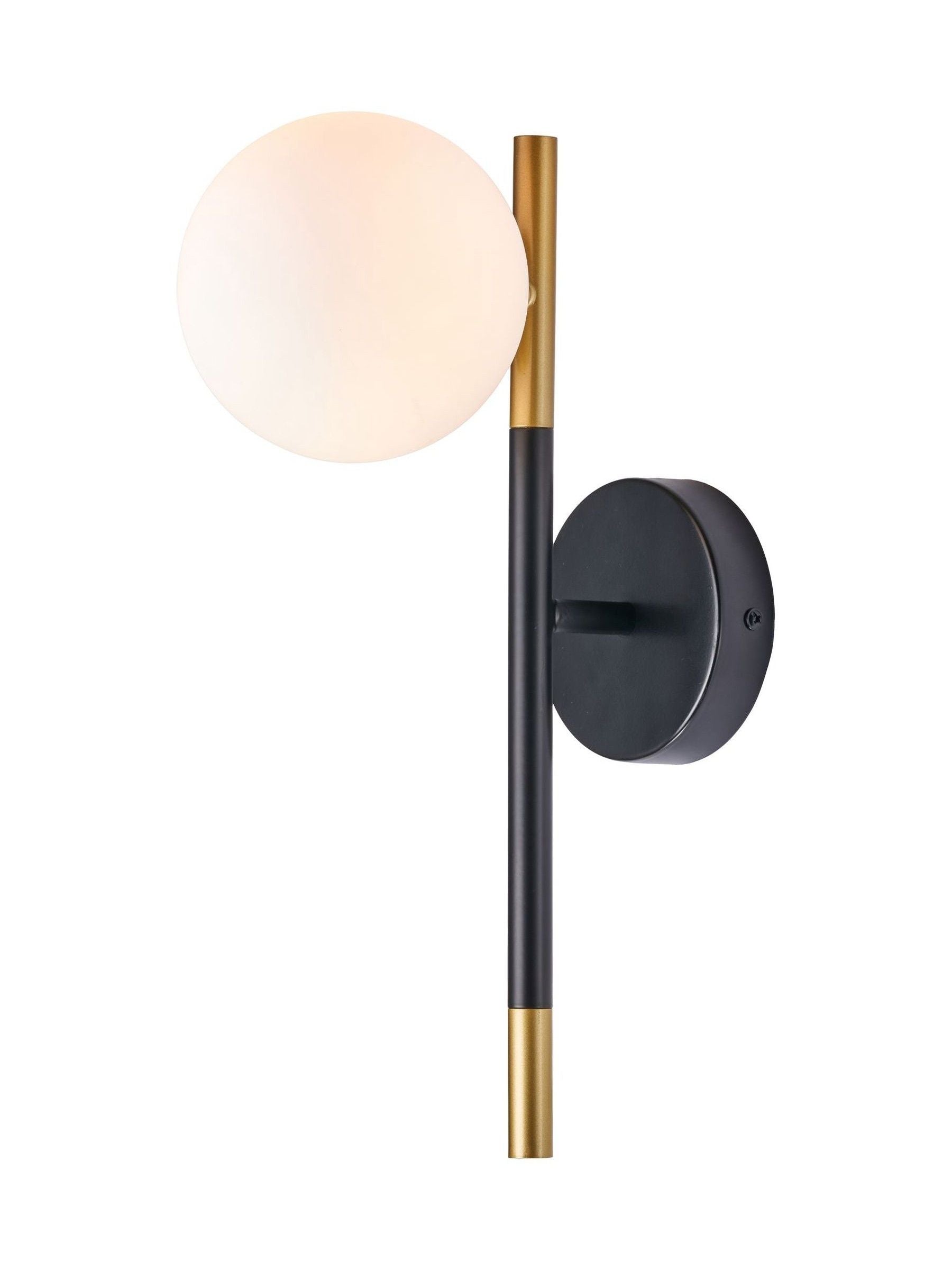 White Wanda orb metal wall light, imported from the UK