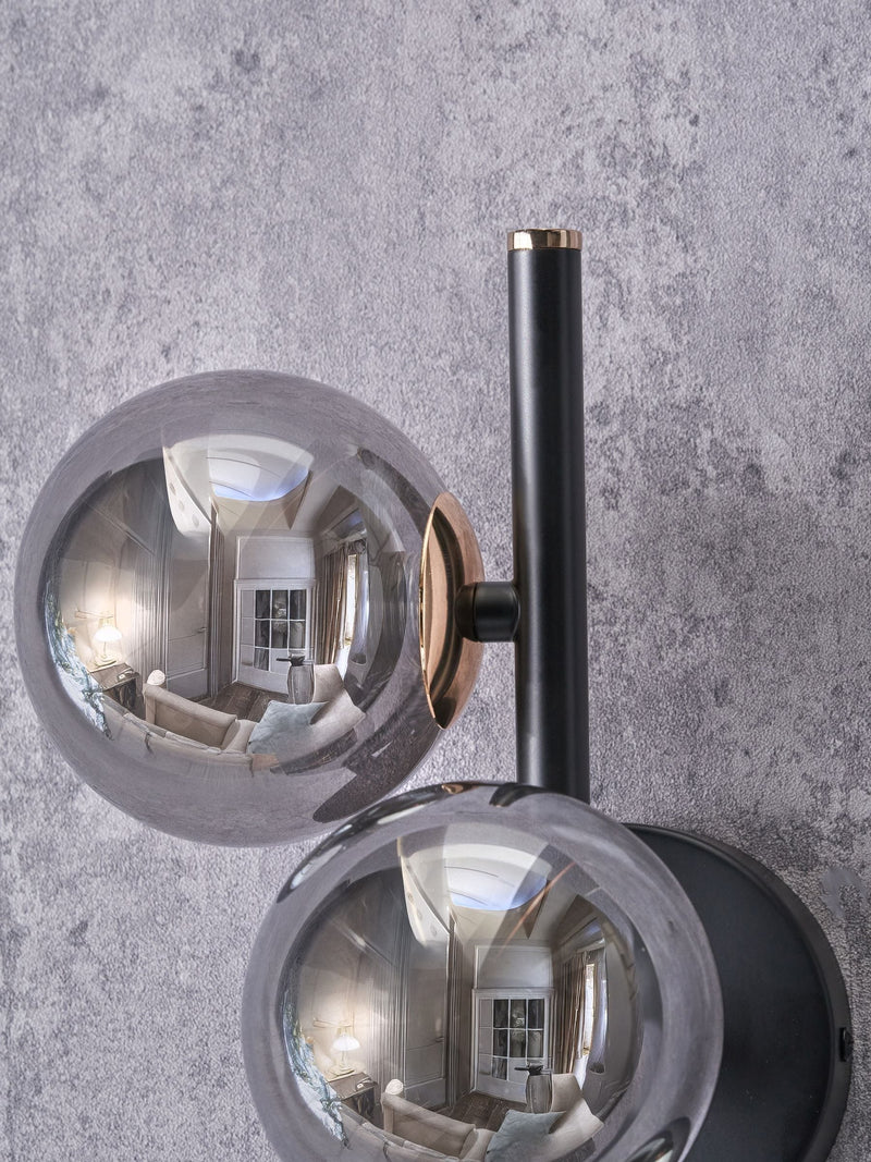 Pacific Smoke Blair glass ball metal wall light, UK version