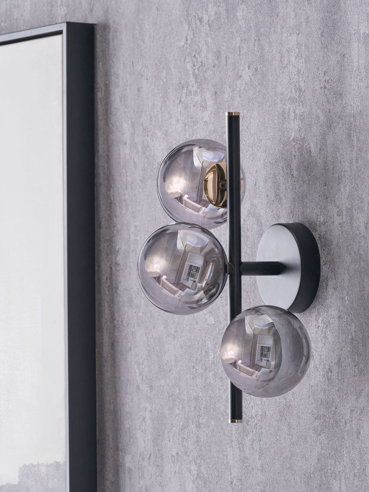 Pacific Smoke Blair glass ball metal wall light, UK version