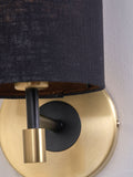 Pacific Black Bryce metal wall light with linen shade, imported from the UK
