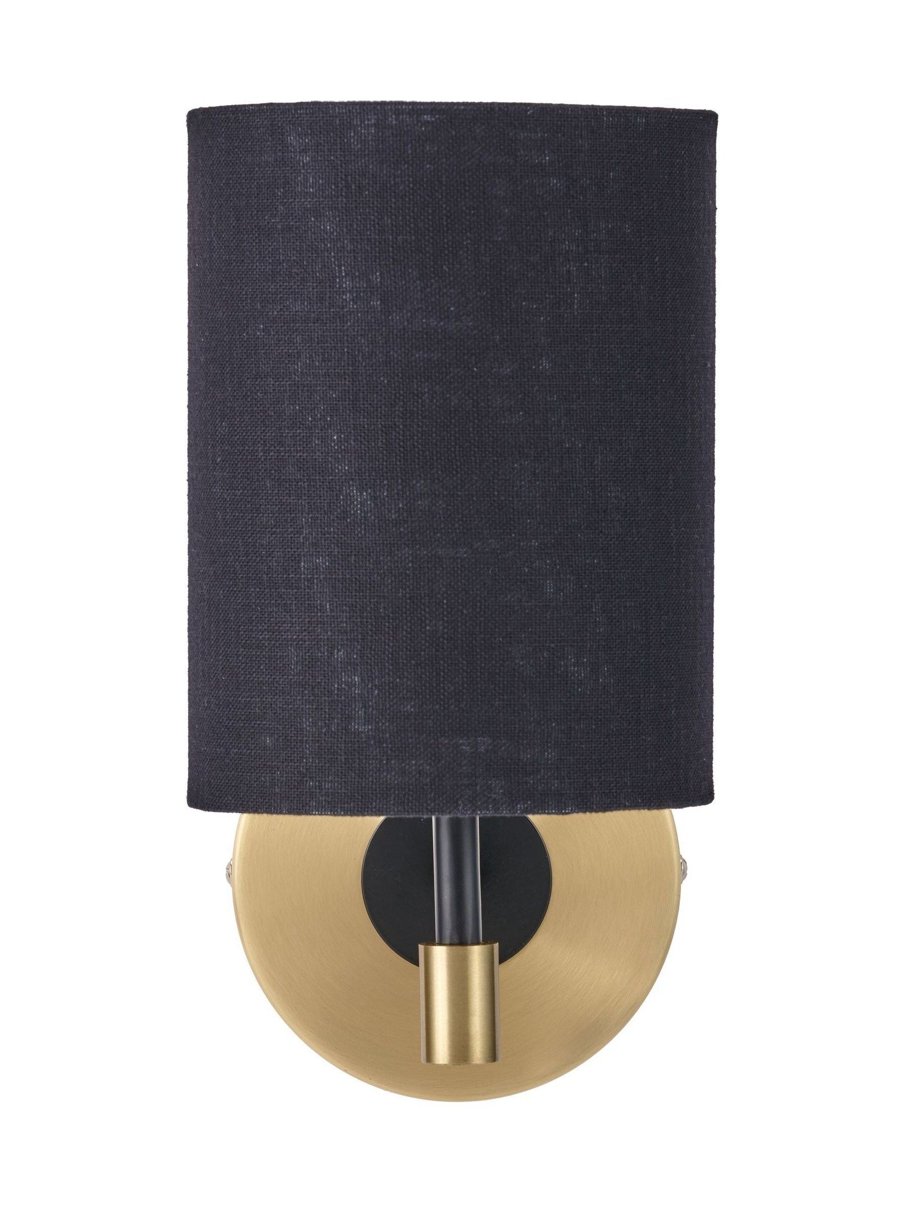 Pacific Black Bryce metal wall light with linen shade, imported from the UK
