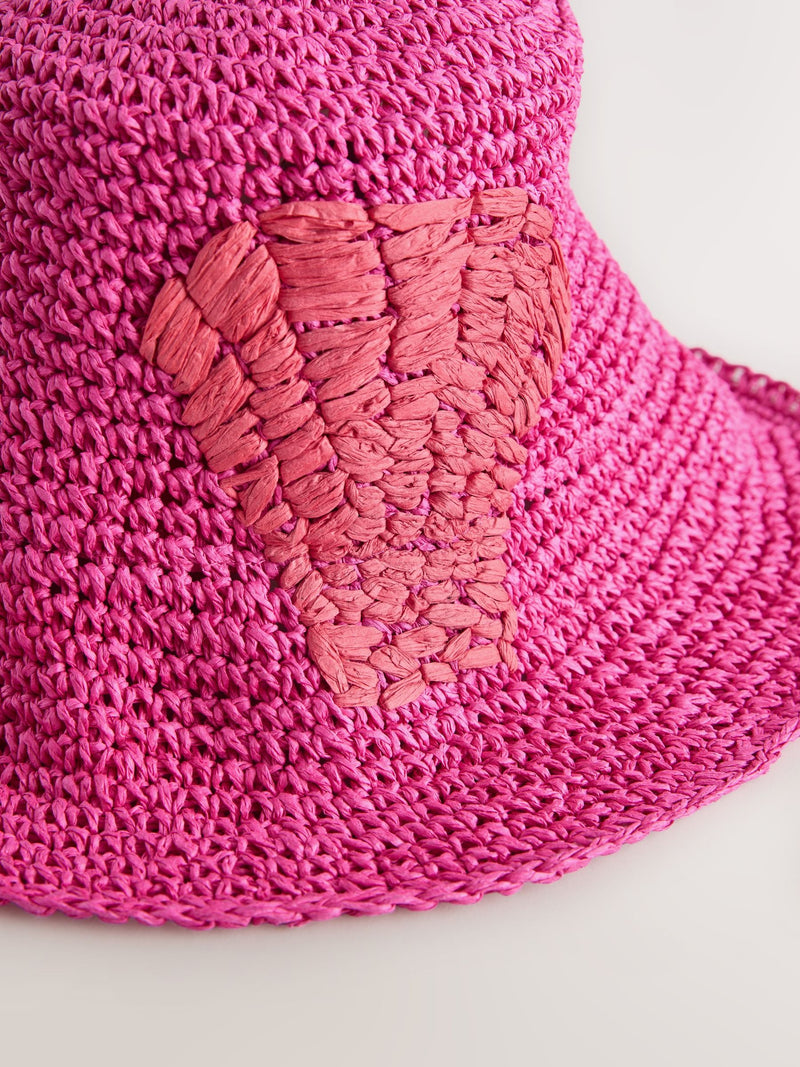 Pink shell detail bucket hat, imported from the UK
