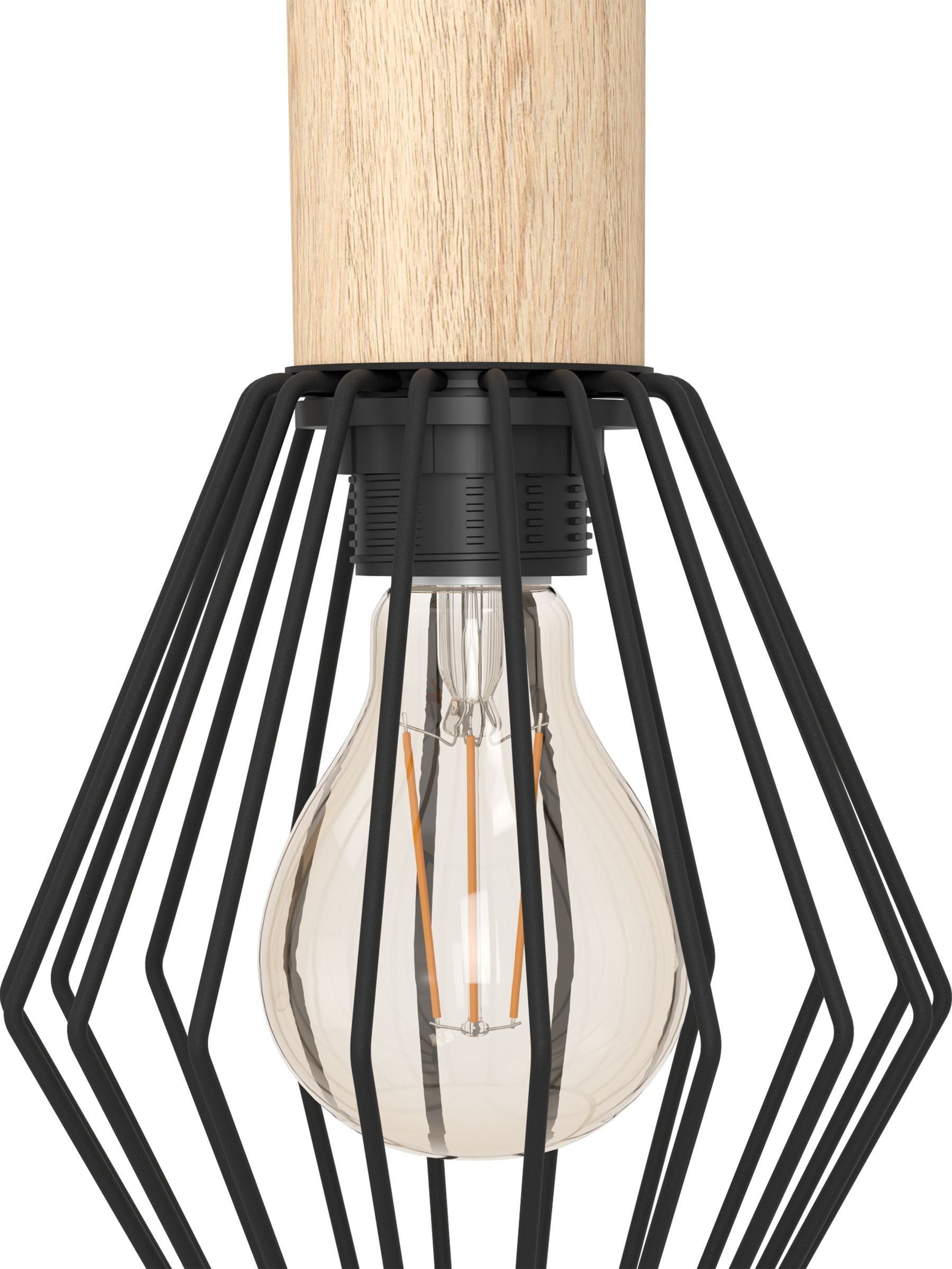 Eglo Palmorla pendant ceiling light black wood 3-light (British brand)