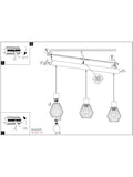 Eglo Palmorla pendant ceiling light black wood 3-light (British brand)