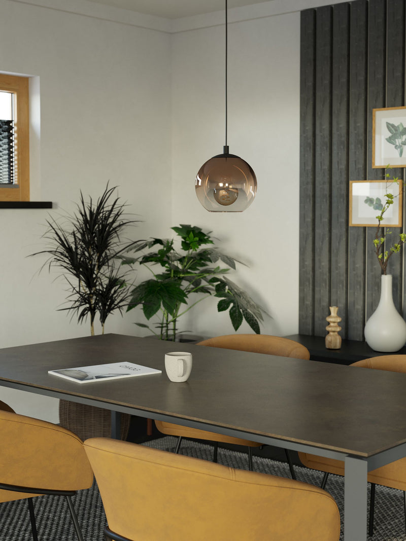 Eglo copper single pendant light, imported from the UK