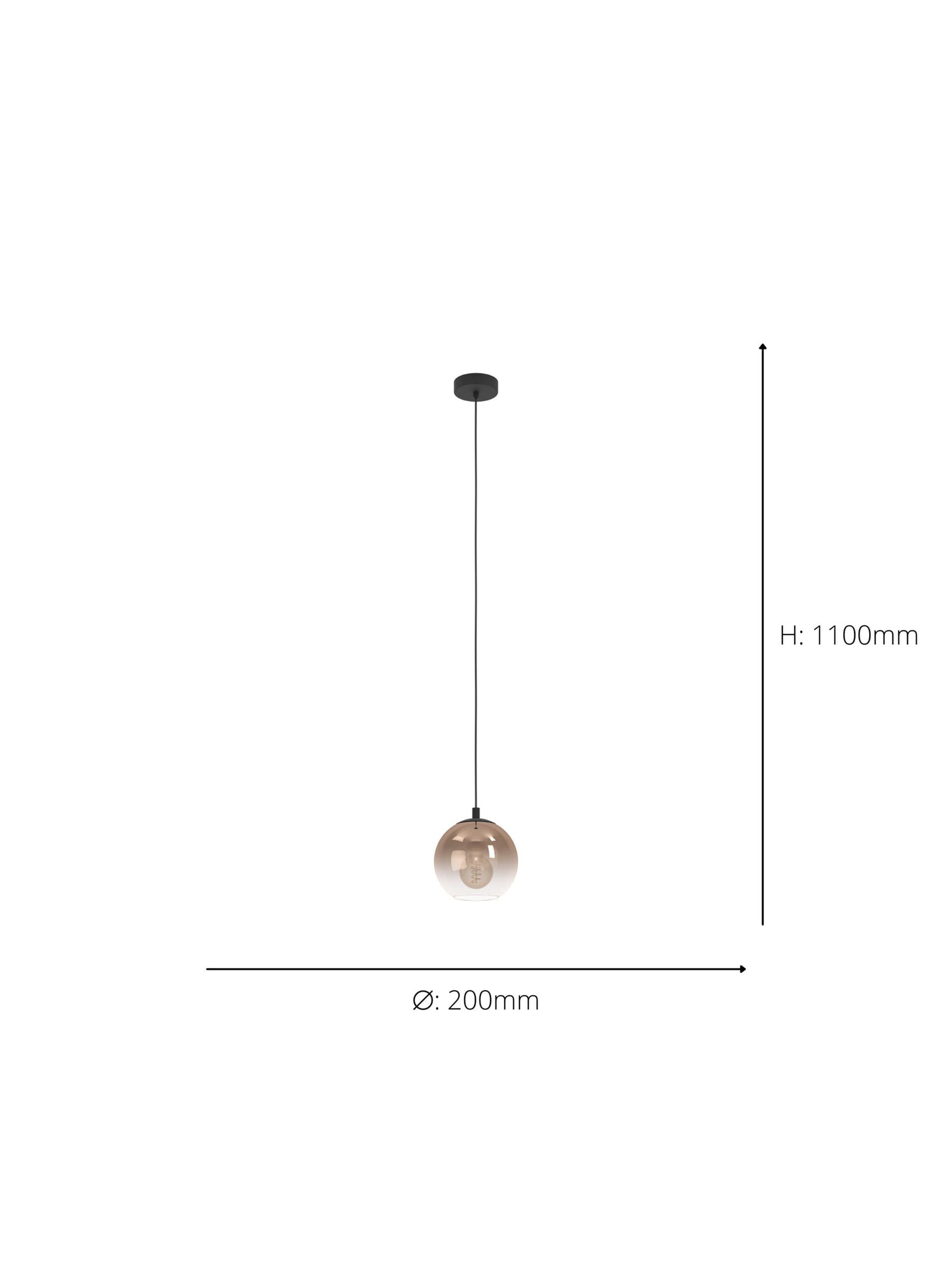 Eglo copper single pendant light, imported from the UK