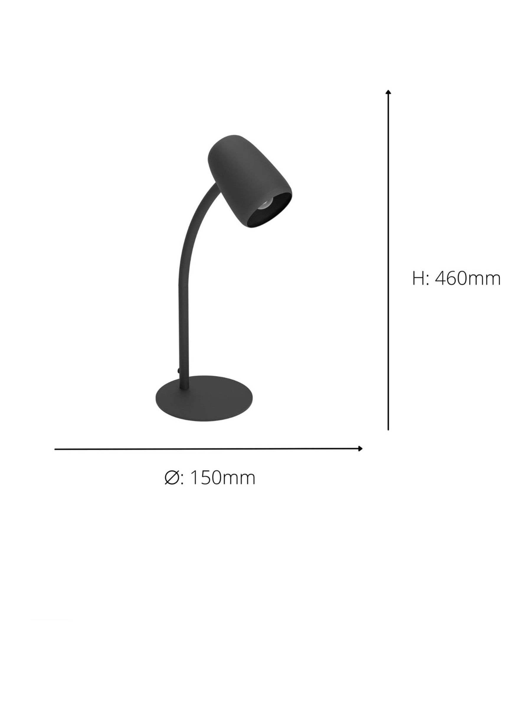 Eglo Black Carlo modern steel desk lamp, imported from the UK