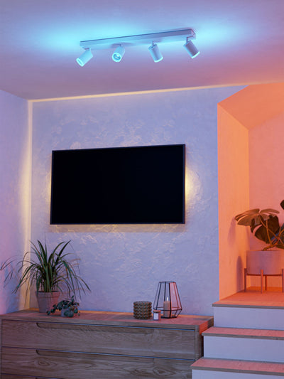 Next Eglo White Melitello-Z Smart Control RGB LED 4 Spotlight Ceiling Light- Buy online at McGrocer