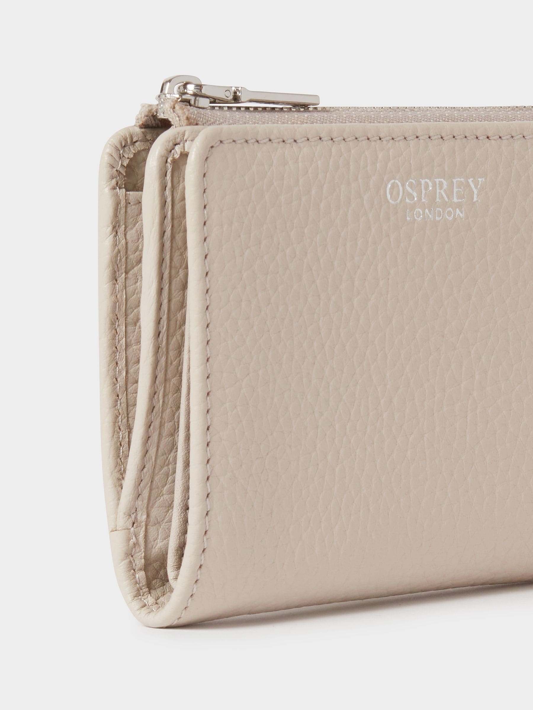 Osprey London medium leather zip matinee purse, imported from the UK