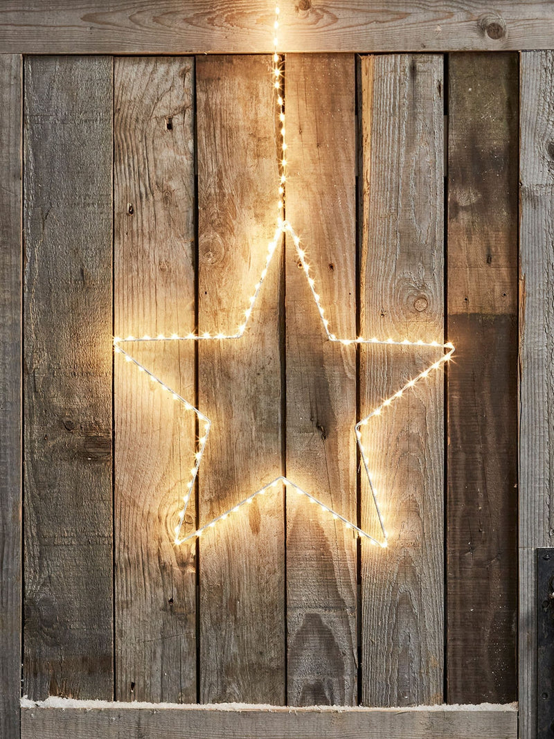 Lights4fun 38cm hanging star light with warm white LEDs - British product
