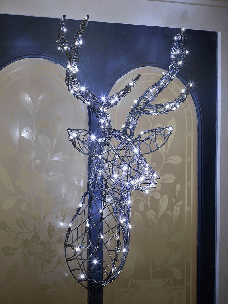 Lights4fun rattan stag head LED wall light 80cm, UK version