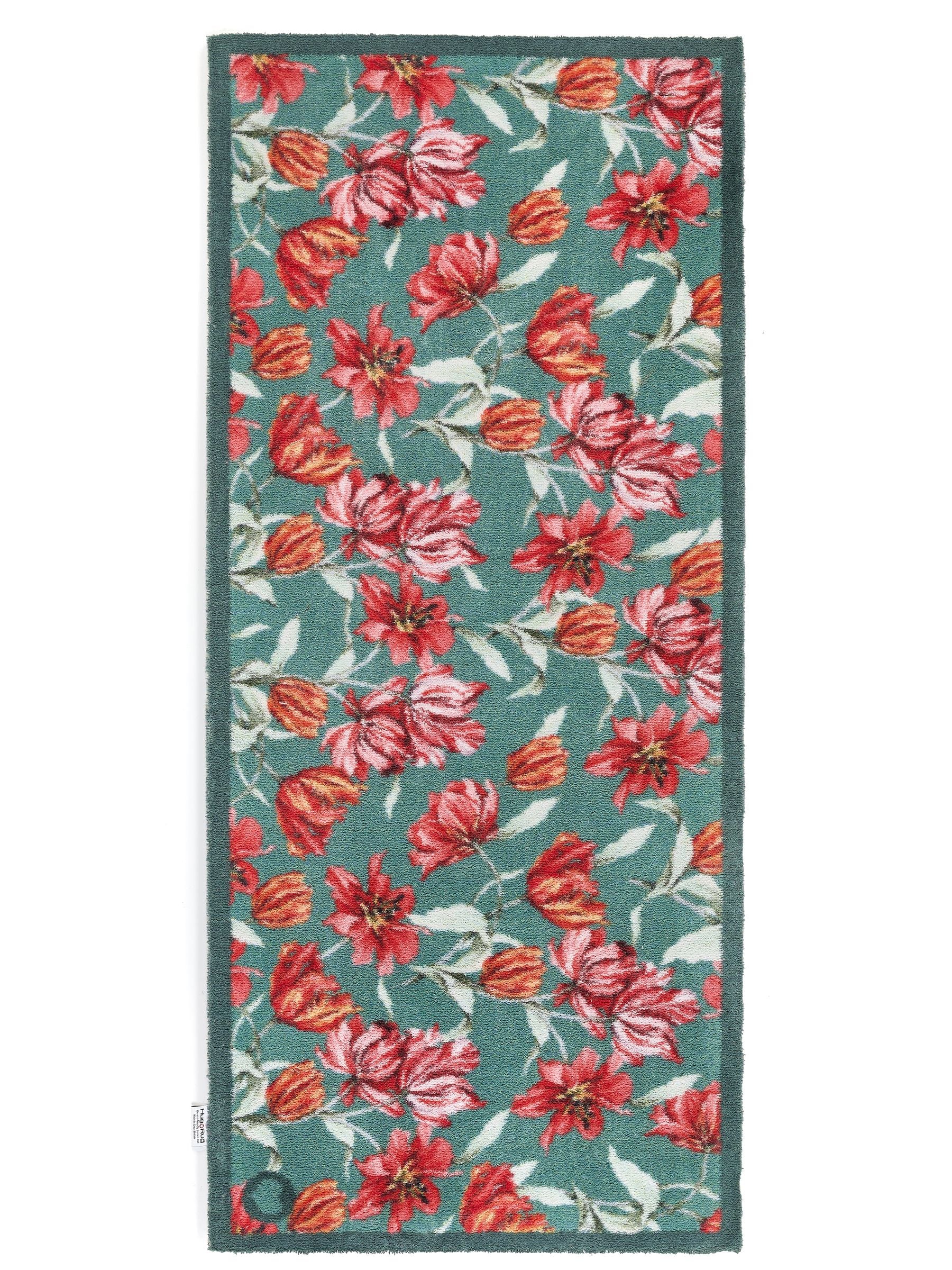 Hug Rug Green Tumbling Tulips runner 65x150cm - British product