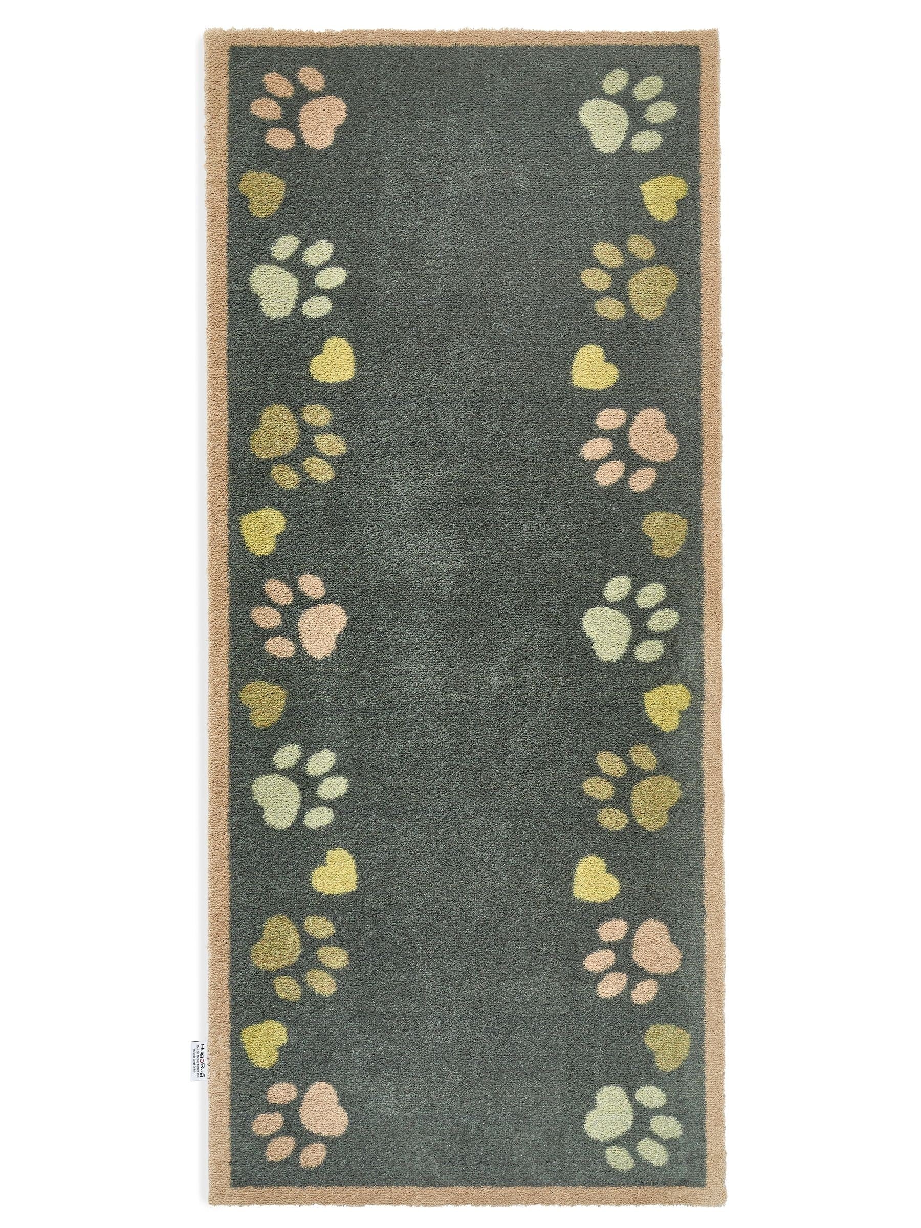 Hug Rug Green Love Paws runner rug 65x150cm (British brand)