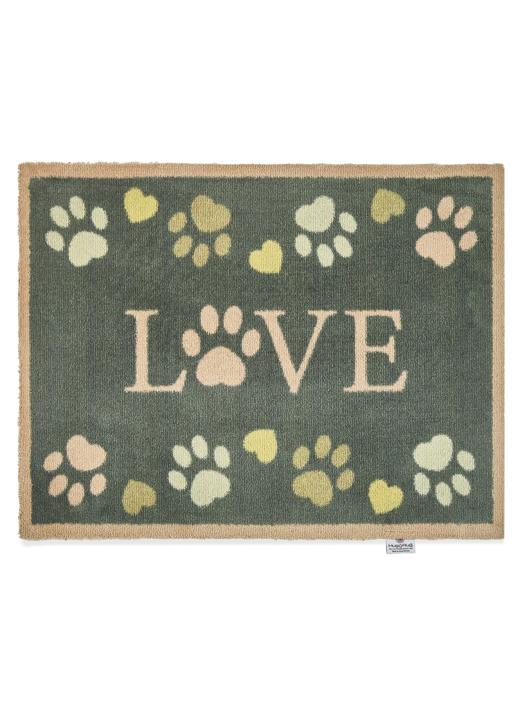 Hug Rug Green Love Paws mat 65x85cm (British brand)