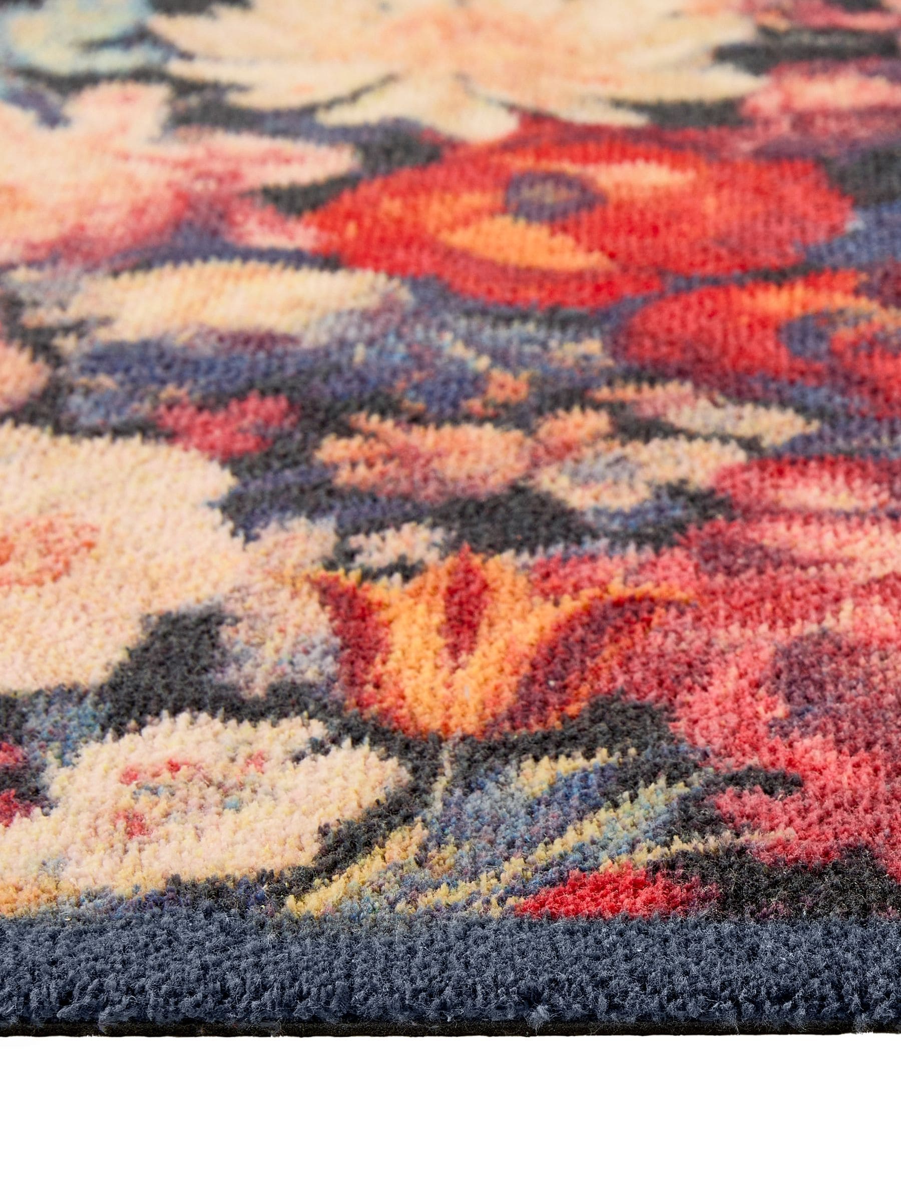 Hug Rug navy dark florals runner doormat 65x150cm, imported from the UK