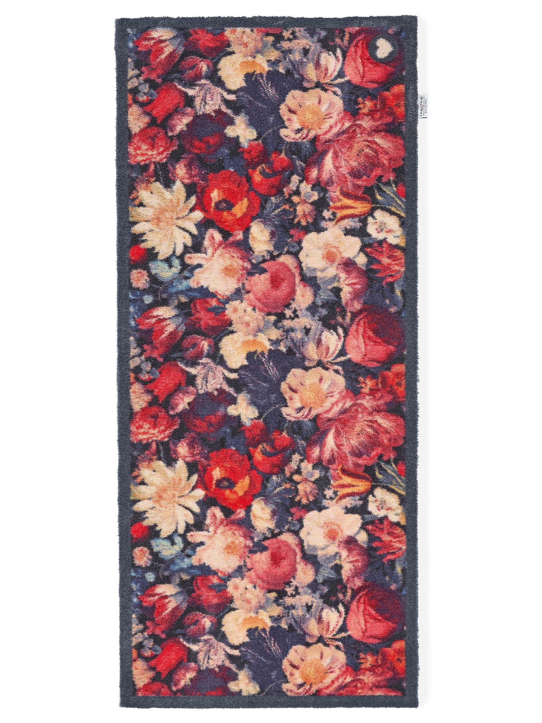 Hug Rug navy dark florals runner doormat 65x150cm, imported from the UK