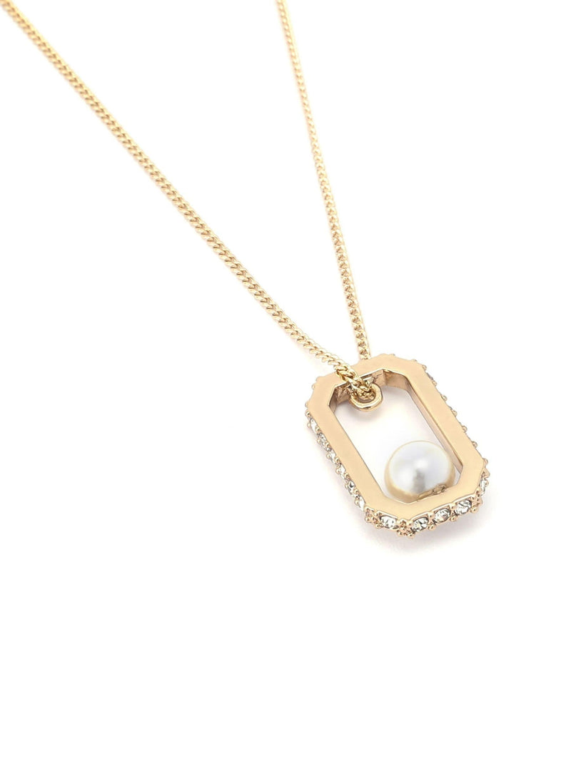 AllSaints pearl pavé hexagon pendant necklace (British brand)