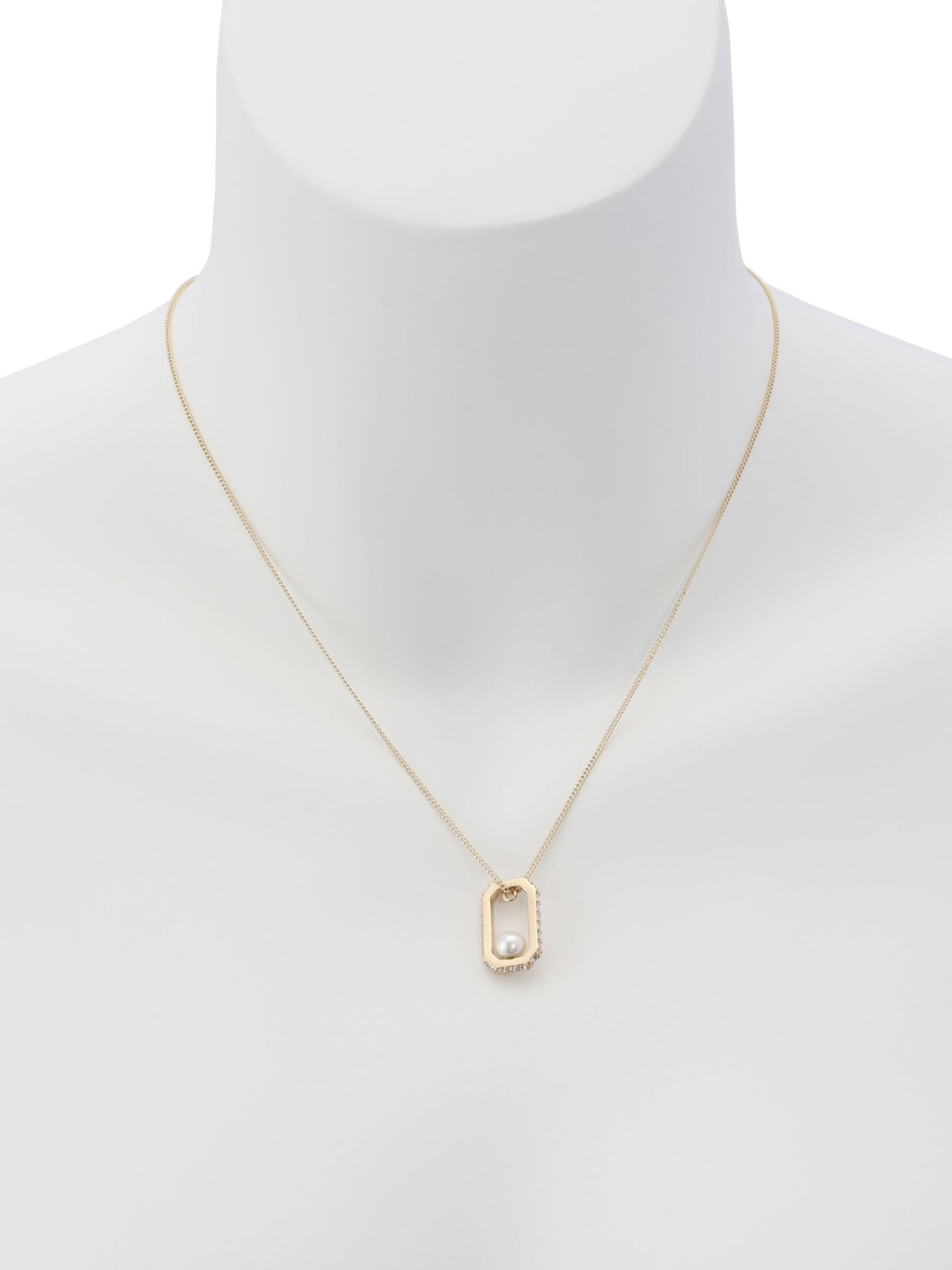 AllSaints pearl pavé hexagon pendant necklace (British brand)