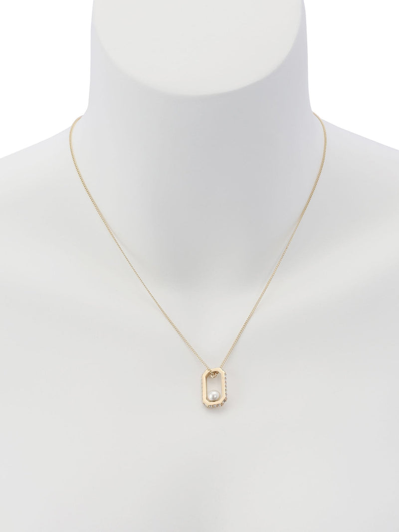 AllSaints pearl pavé hexagon pendant necklace (British brand)