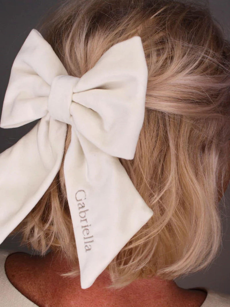 Ruff Cubs personalised velvet hair bow, imported from the UK